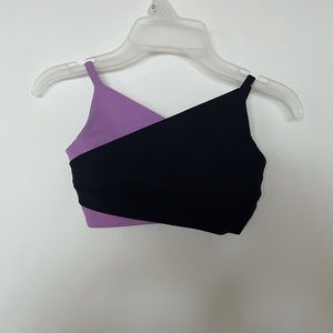 purple and black crossed dance top